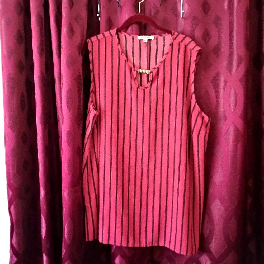 Striped Sleeveless Top - Pink And Black